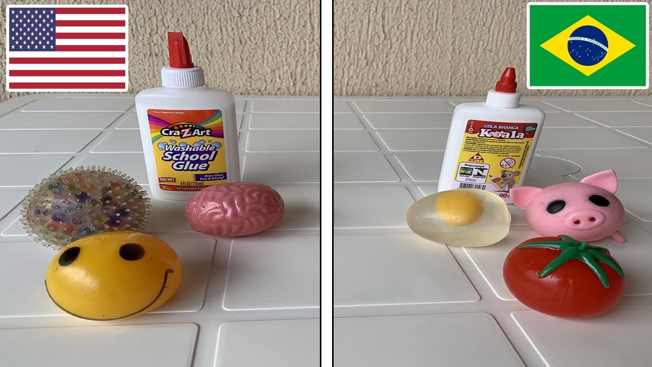 BOLAS ANTI STRESS DOS ESTADOS UNIDOS vs BOLAS ANTI STRESS DO BRASIL! QUAL FAZ O MELHOR SLIME?!