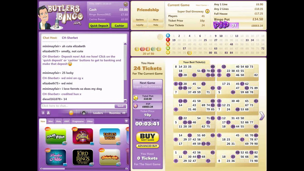 Butlers Bingo - Game In Play