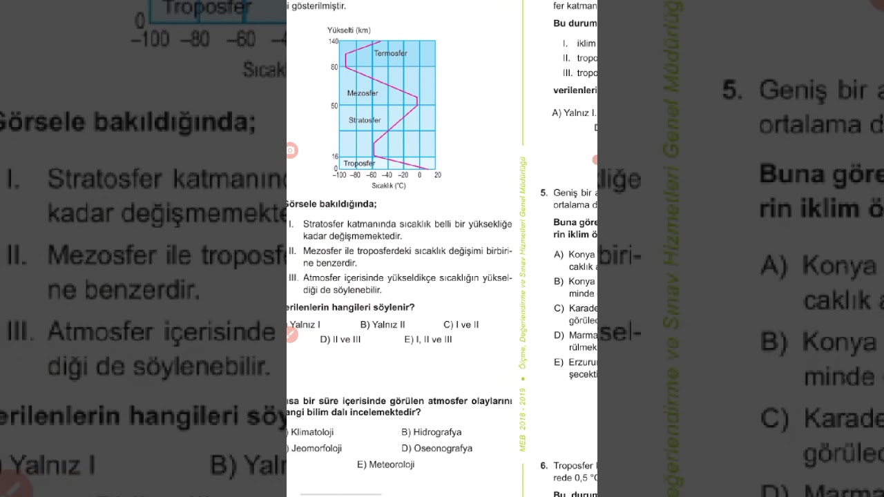 MEB kazanım testi 10 (Atmosfer,Hava durumu ve İklim)