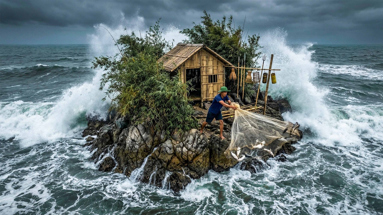 123 Days to Build a Bamboo House on a Wild, Rocky Island Far from Civilization