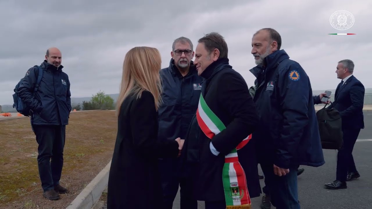 Il Presidente Meloni effettua un sopralluogo a Niscemi