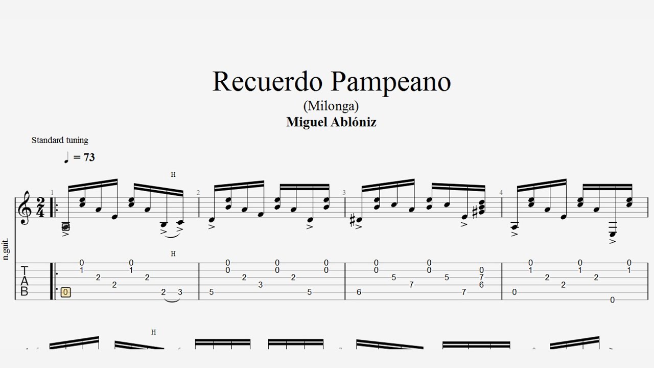 Miguel Ablóniz - Recuerdo Pampeano (Milonga) - Tab