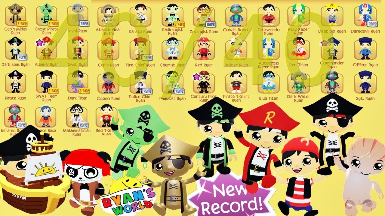 Tag with Ryan - COMPLETE RYAN CHARACTERS 40/40 + Pirate Ship CLIPPER + NEW RECORD +MYSTERY EGG