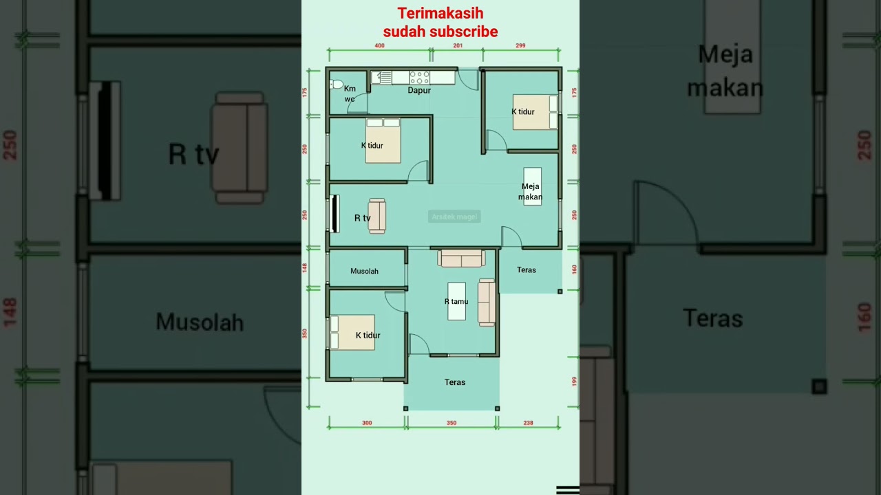 denah rumah 9&times;13,5meter