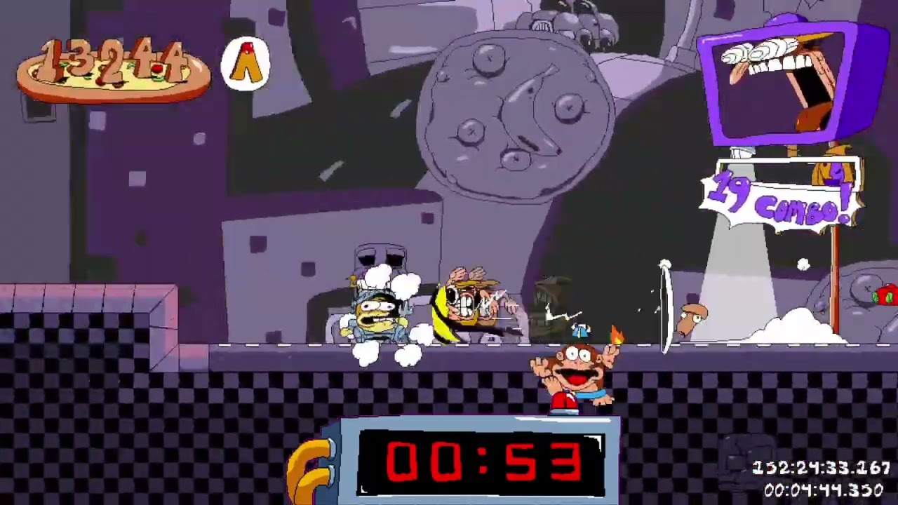 Doing lap 3 and 4 pizza tower 