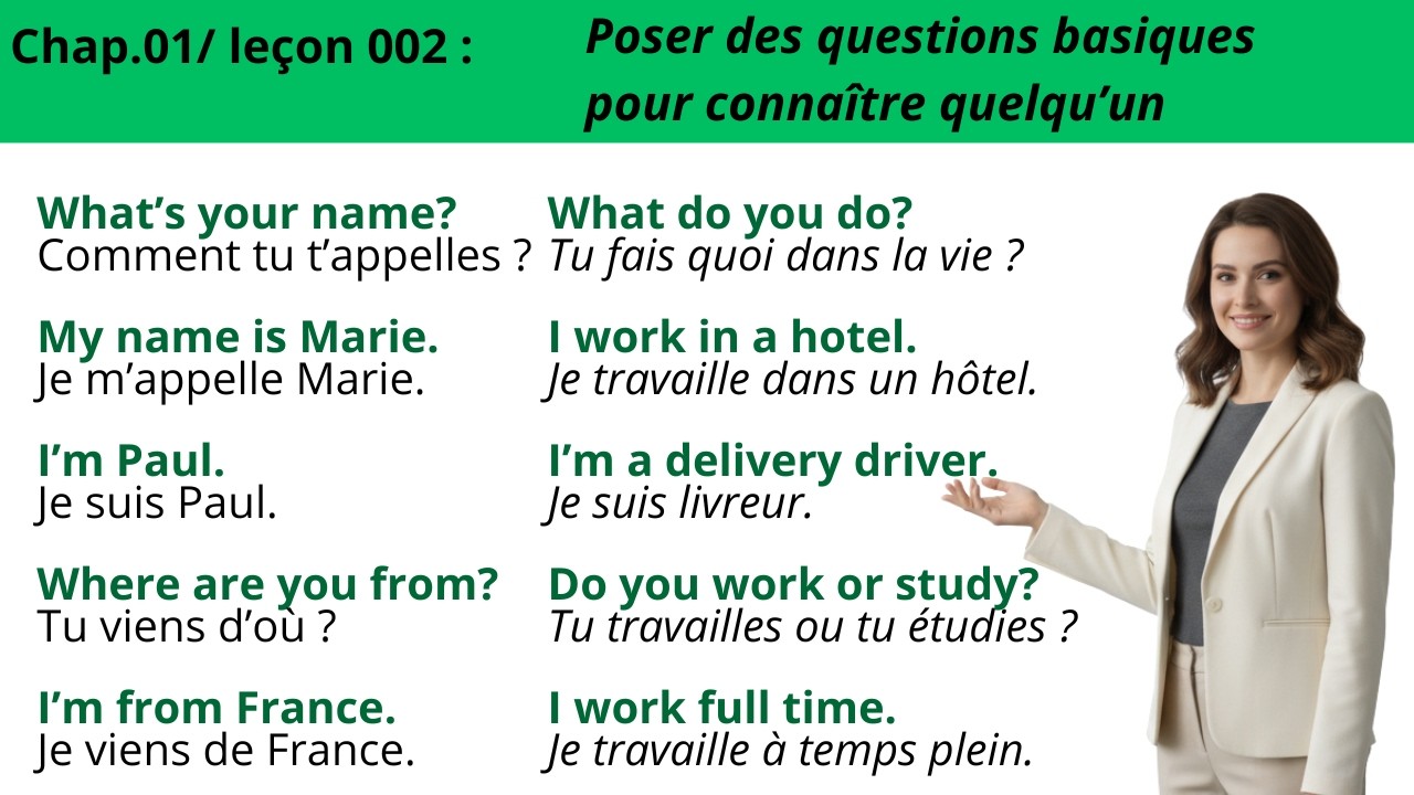 60 Questions pour Faire Connaissance (Débutant) Leçon 002 Chapitre 01