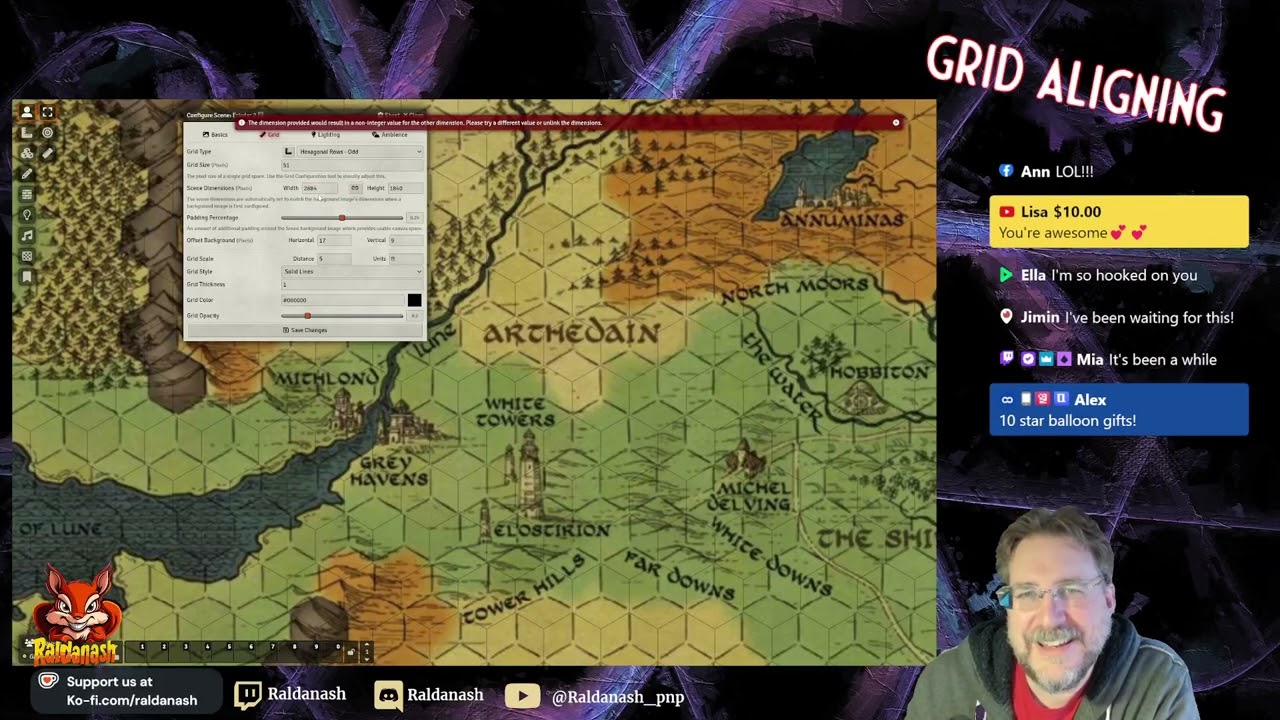 Making it fit! Foundry VTT + Hex Map alignment e.g. for The One Ring / Middleearth.