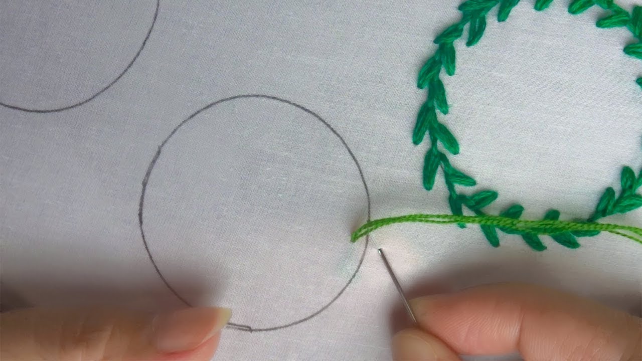 hand embroidery circle design stitches, fly stitch hand embroidery