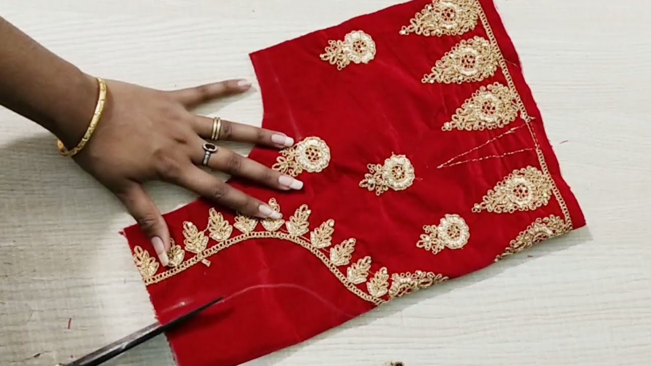 Embroidery Blouse Back Neck Design Cutting And Stitching