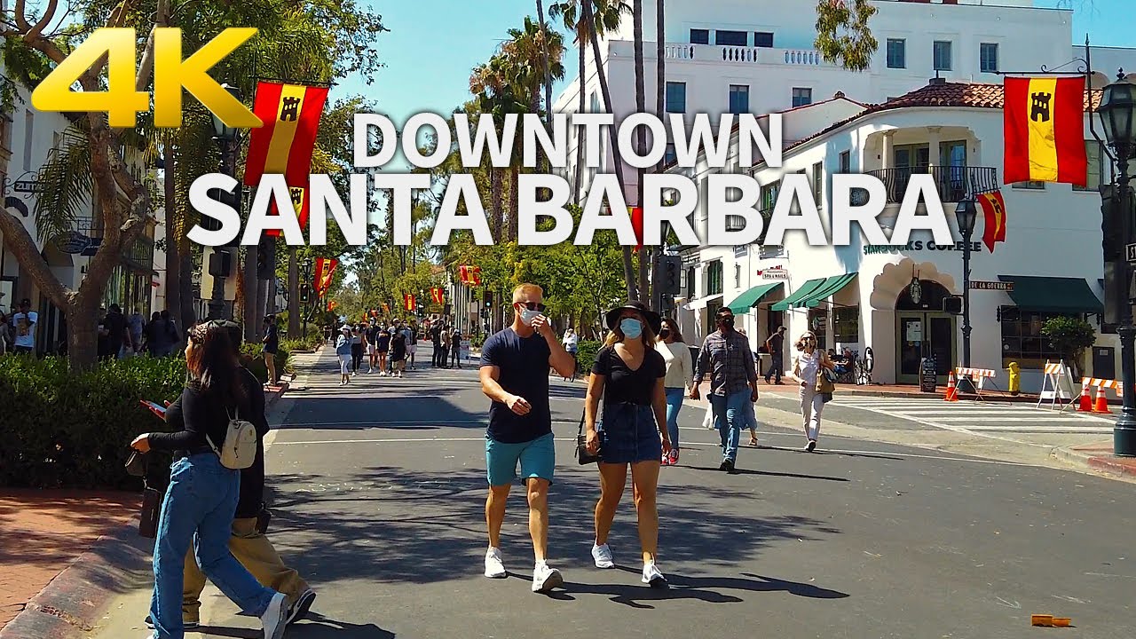 SANTA BARBARA - Walking Downtown Santa Barbara, California, USA, Travel, 4K UHD
