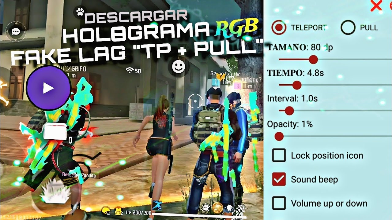 HOLOGRAMA RGB + FAKE LAG TP/PULL PARA FREE FIRE MÓVIL 📲