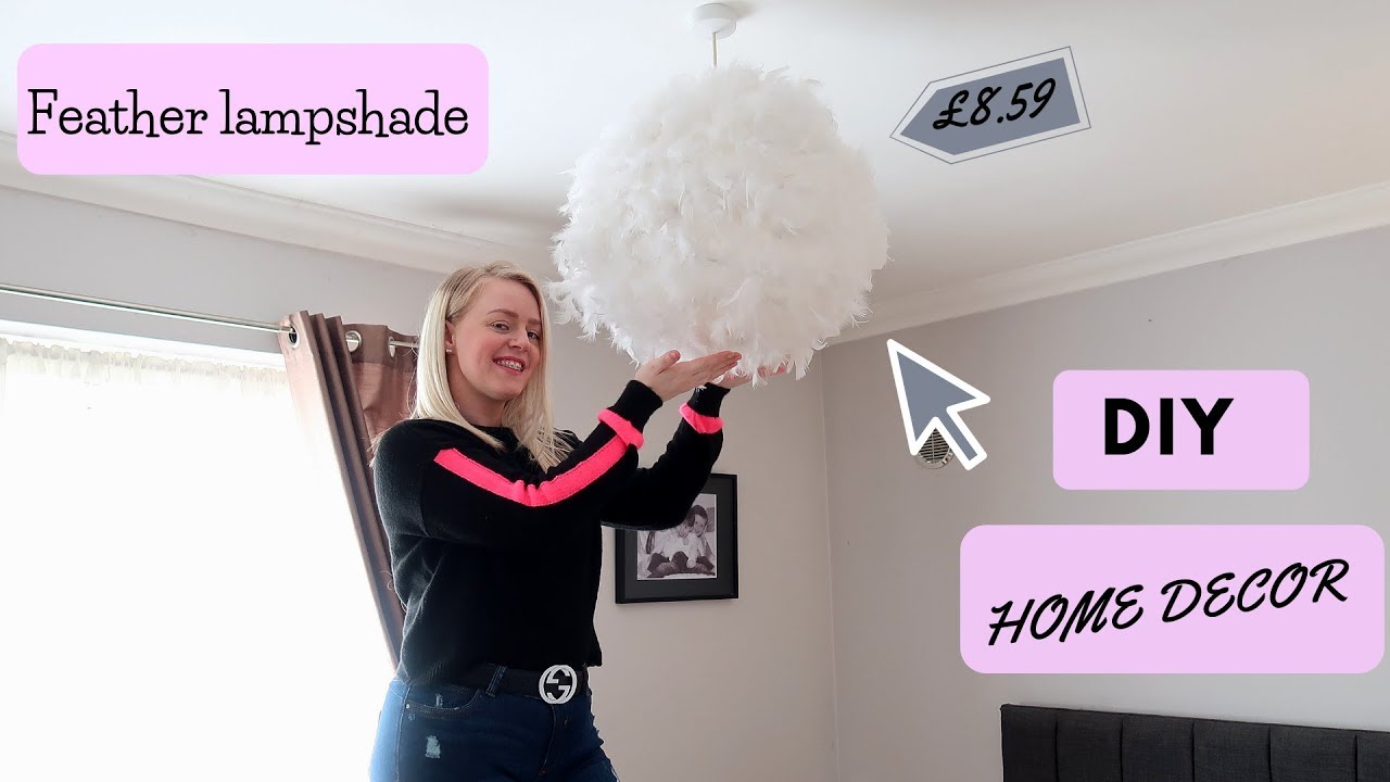 DIY Decor Feather LampShade! Learn How to Make your own feather lamp shade)