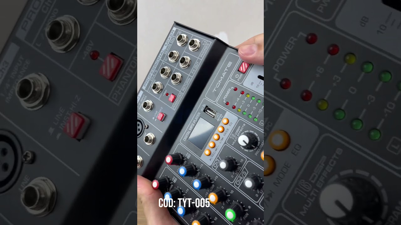 TYT-005 Mesa de Som Profissional 5 Canais Conex&atilde;o USB e Bluetooth (Bivolt) - Tomate