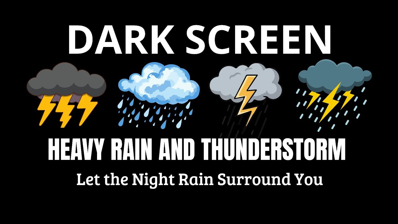 Dark Thunderstorm Rain | BLACK SCREEN | Intense Midnight Storm Ambience