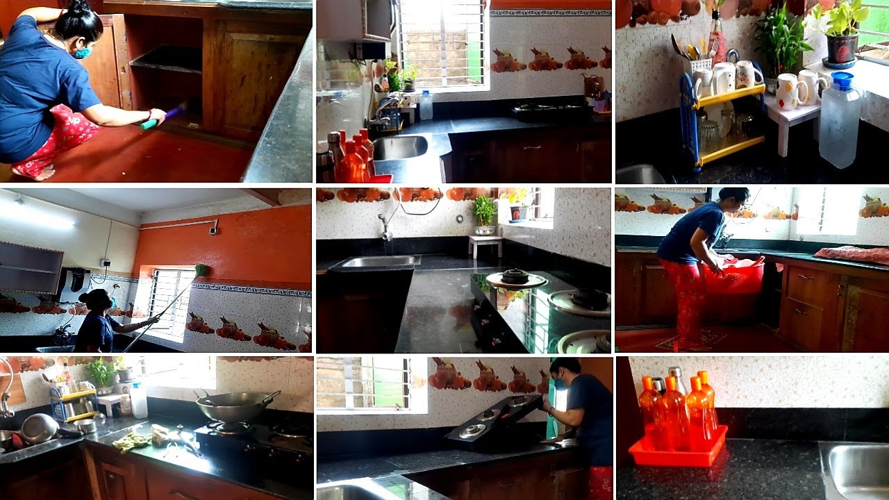 Indian kitchen deep cleaning routine/Kitchen counter top organizing
