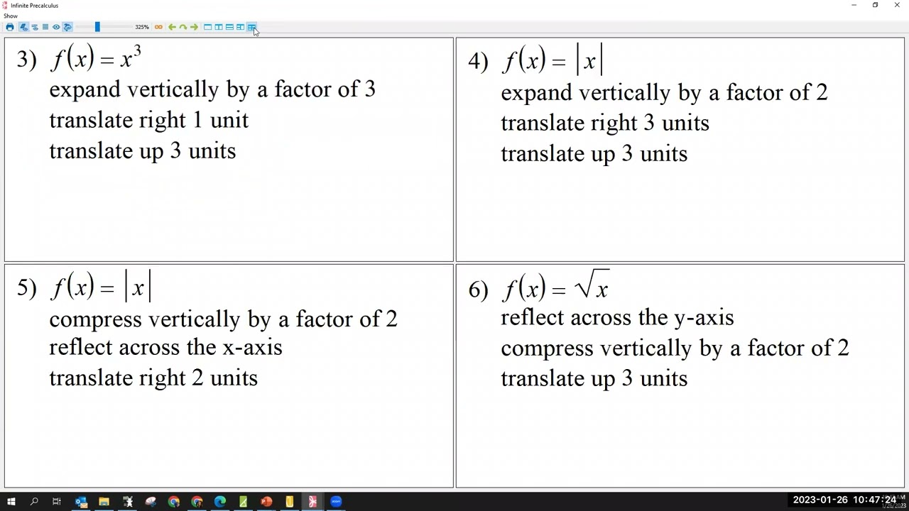 PreCalculus 1.3 Graphical Transformations