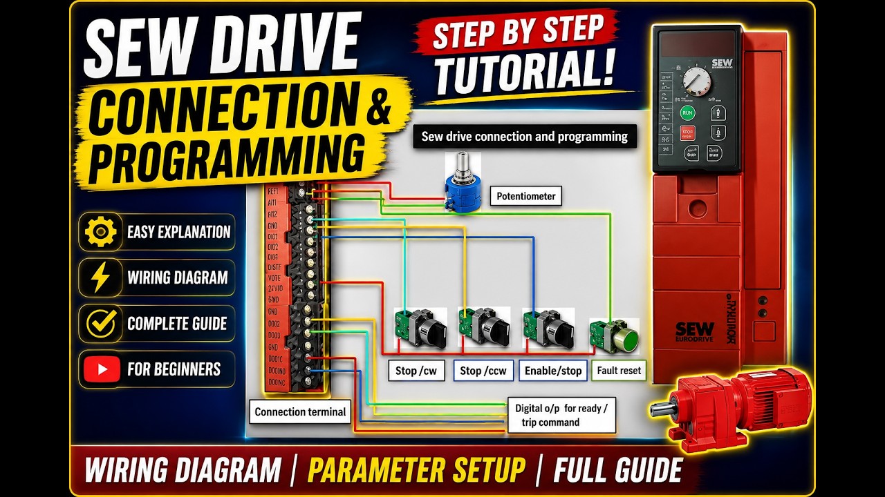 SEW EURO drive control wiring and programming parameters.#seweurodrive
