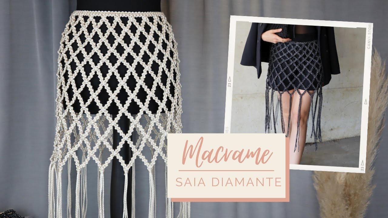 Saia em macramê - MACRAME PASSO A PASSO - Saia diamante