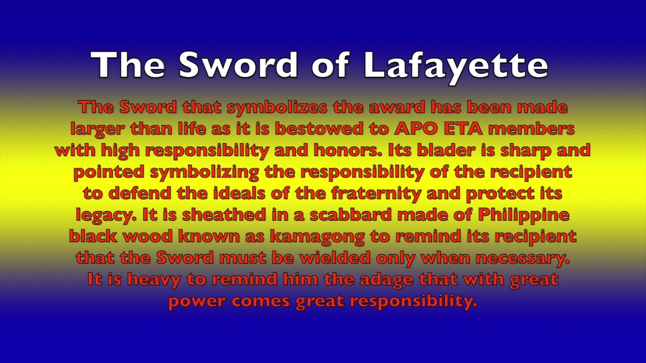 The Sword of Lafayette Award Story