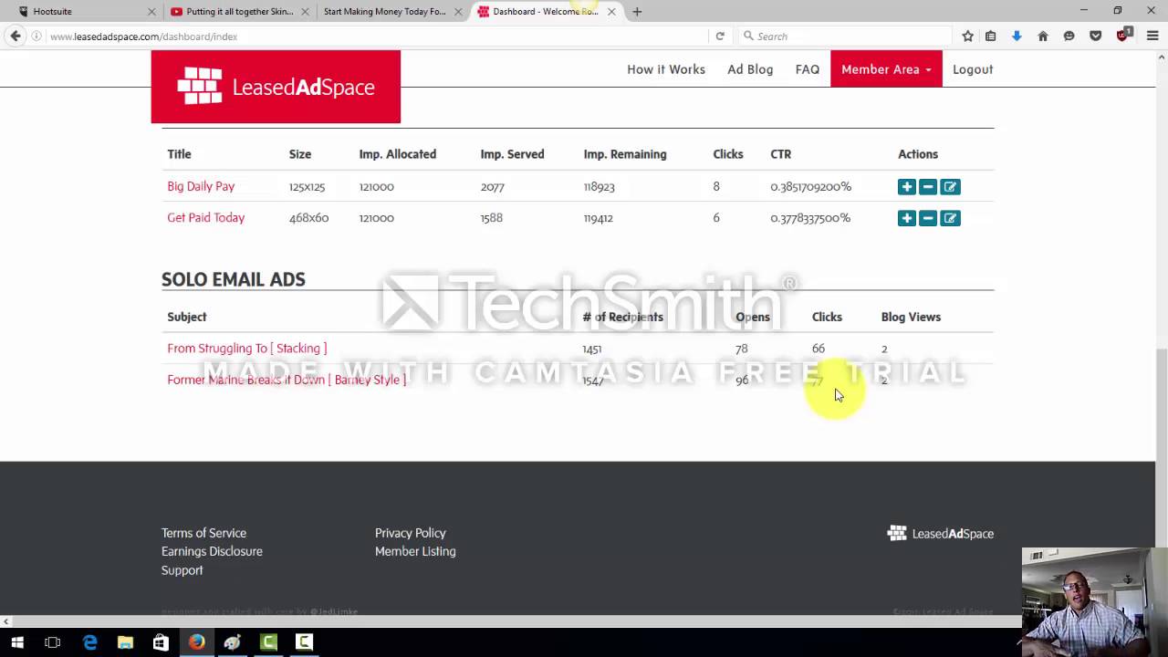 Number behind leased ad space and 13 solo ads to profit