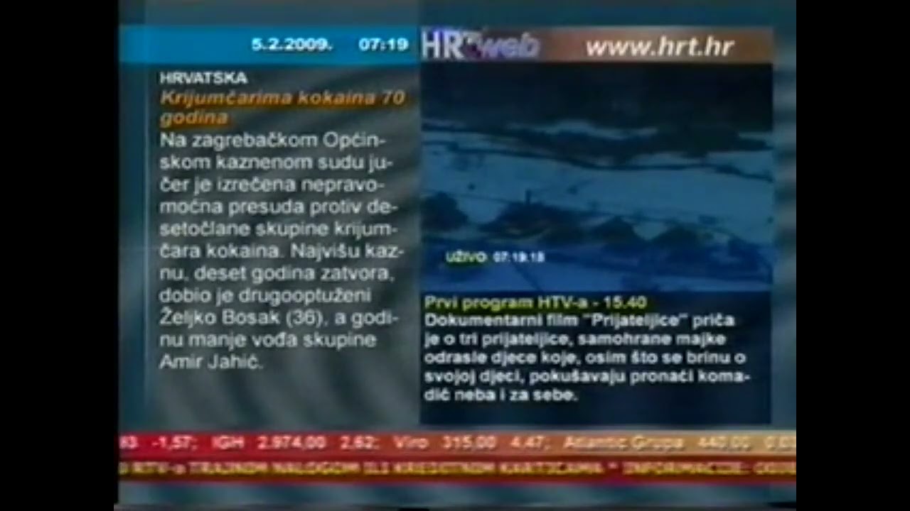 HRT videostranice, početak programa i najave (HRT 2, 05.02.2009.)