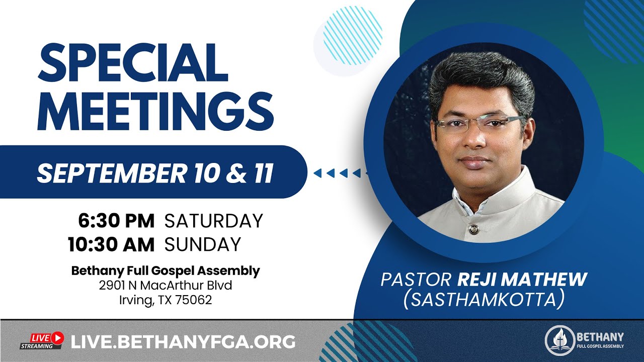 September 10th, 2022 - Saturday Evening - Pastor Reji Sasthamkotta