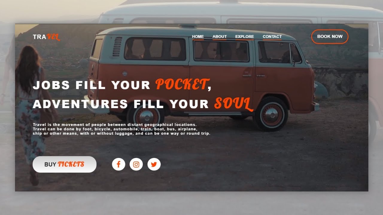 Travel Landing Page With Background Video Using HTML & CSS