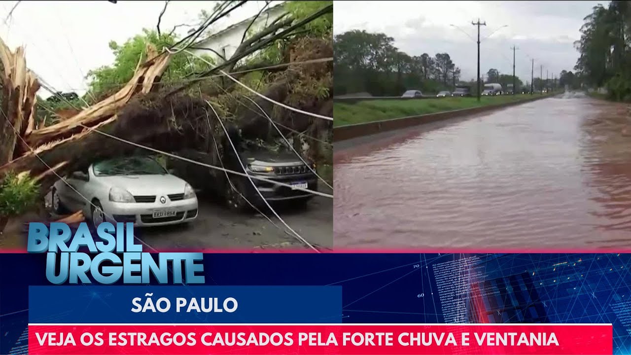 Veja os estragos causados pela forte chuva e ventania em SP | Brasil Urgente