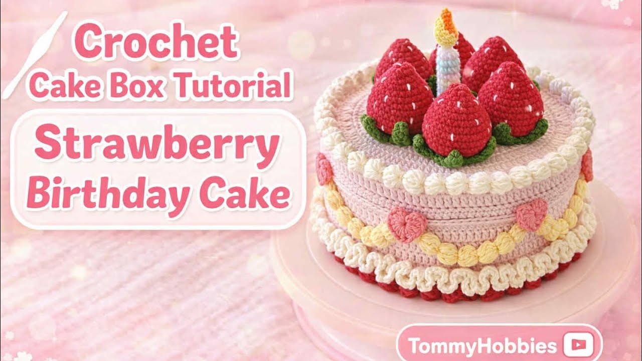 How to Crochet a Strawberry Birthday Cake 🍰 | Step by Step Tutorial