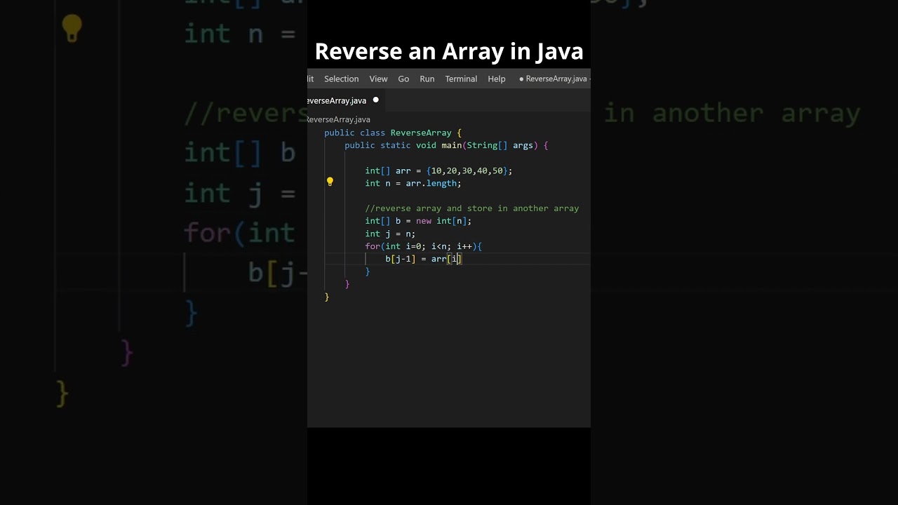 Reverse an Array in Java | #java #shorts #programming