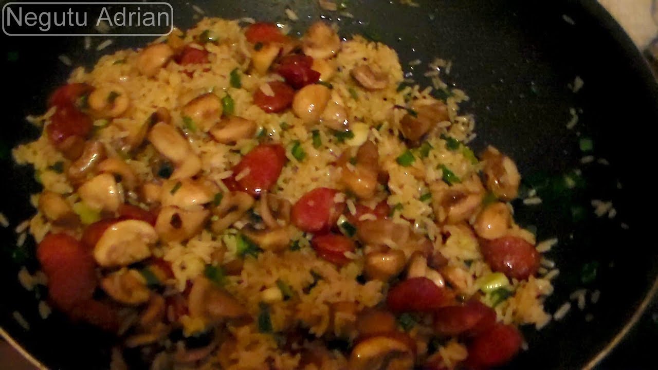 Reteta Orez prajit cu ciuperci -Fried rice with mushrooms