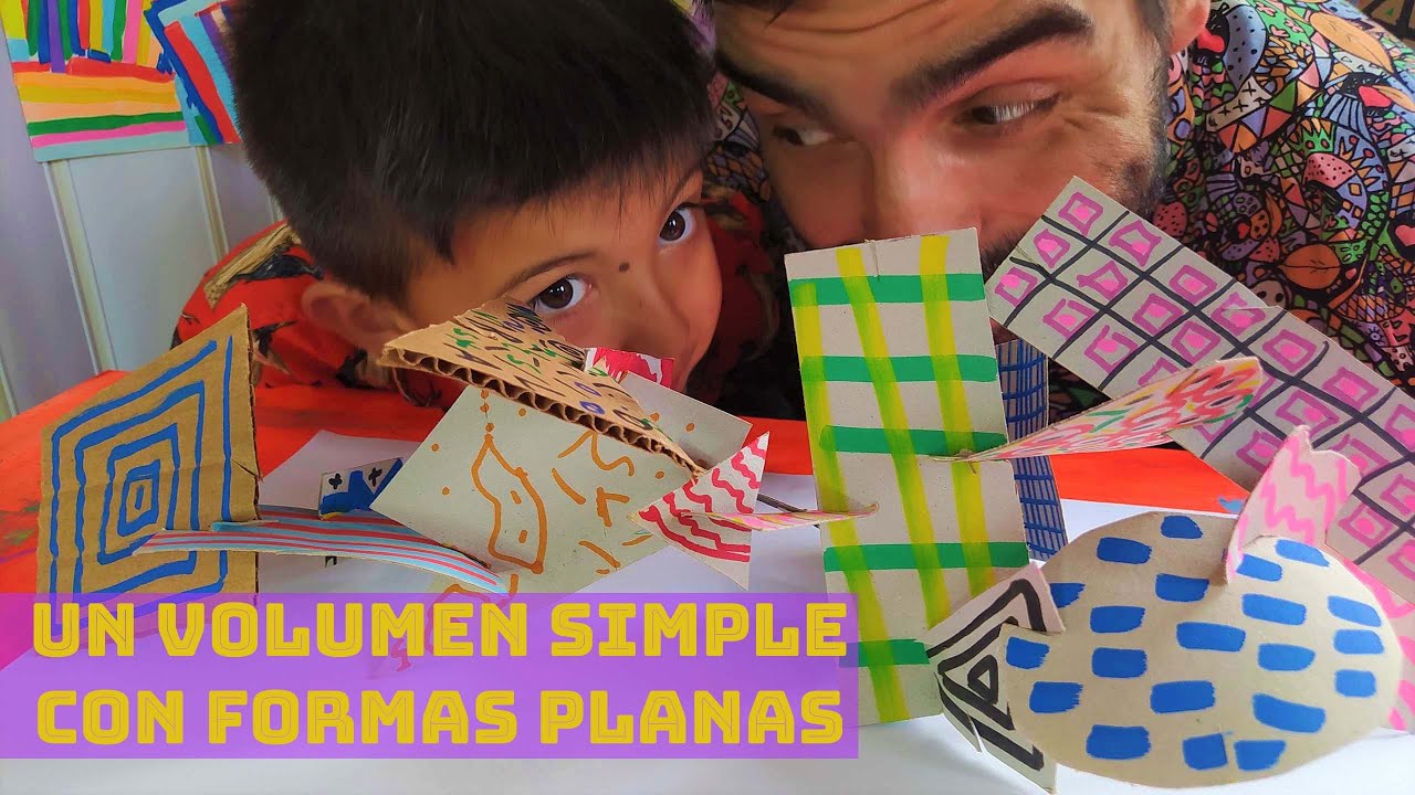 ⭐ESCULTURA usando FORMAS PLANAS de cartón, color y textura, arte para niños y niñas 💥😁