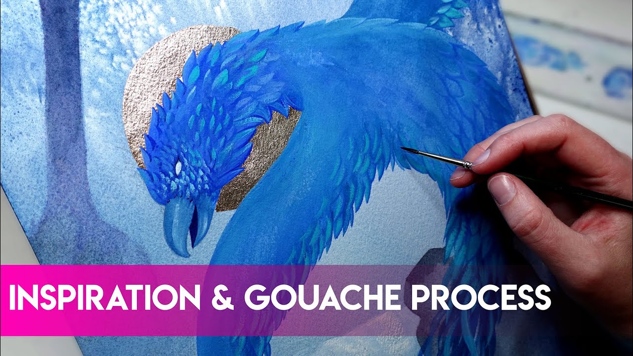 The Water Phoenix 🌊 Relaxing Fantasy Creature Gouache Painting