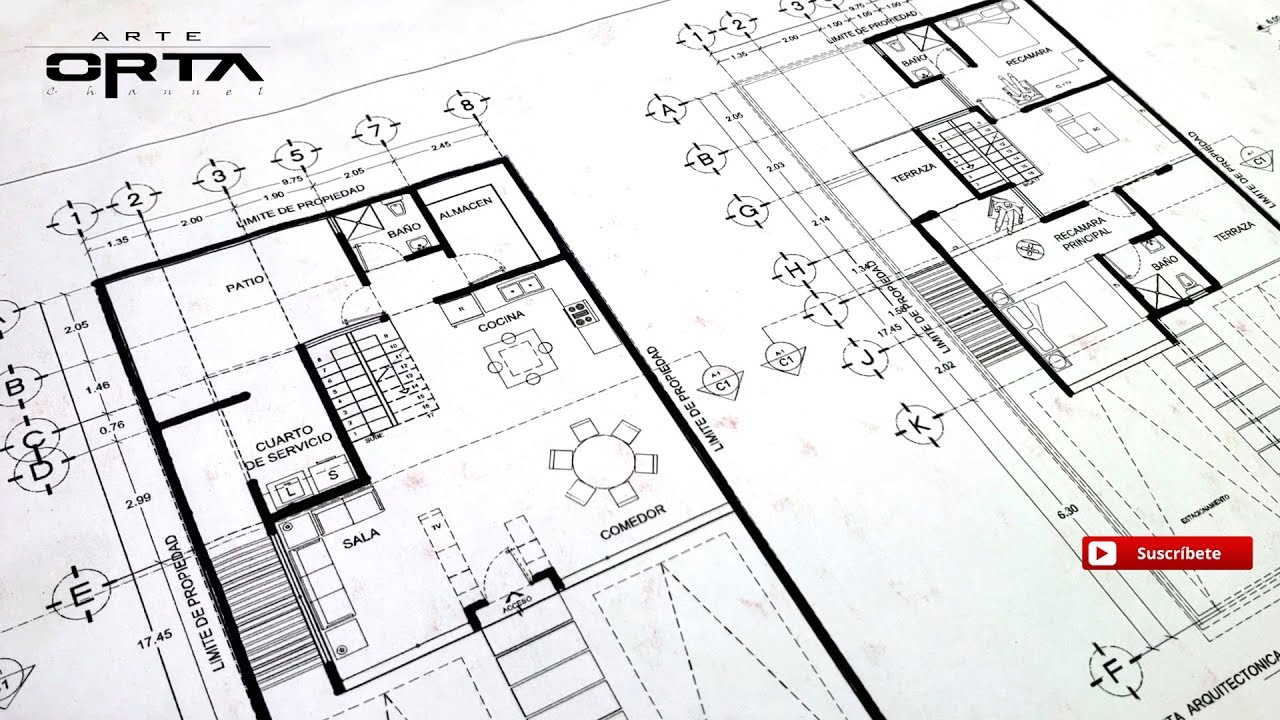 Planos arquitect&oacute;nicos  (Casa de 2 niveles) -  Arte Orta