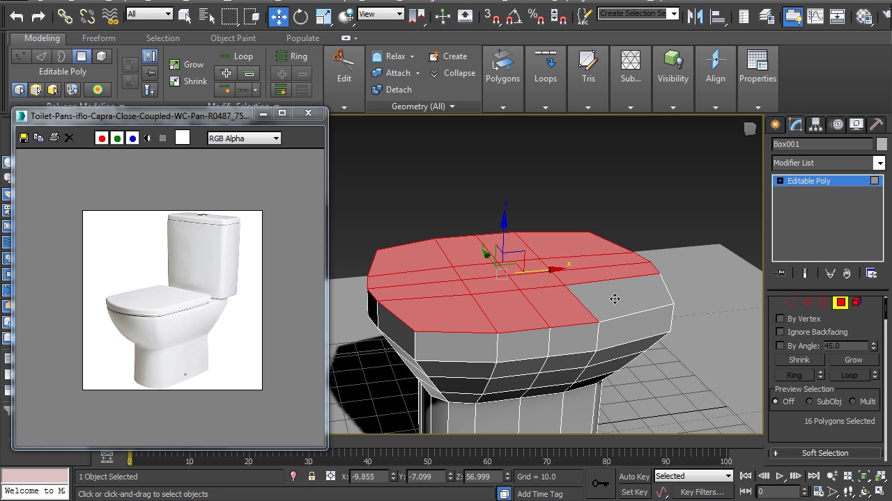 Tutorial on Modeling a Water Closet in 3dsmax.