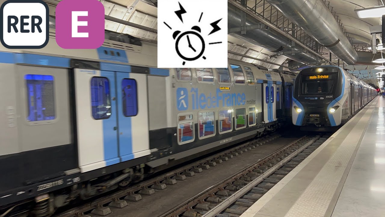 Spot en gare de Neuilly Porte Maillot en heure de pointe du matin RER E (MI2N, NAT et RER NG)
