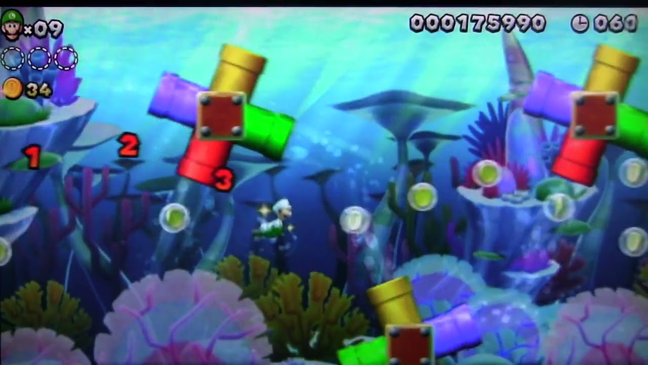 New Super Luigi U 1-2 – Hidden Water Area! Secret Cavern Dive & Quiet Underwater Run