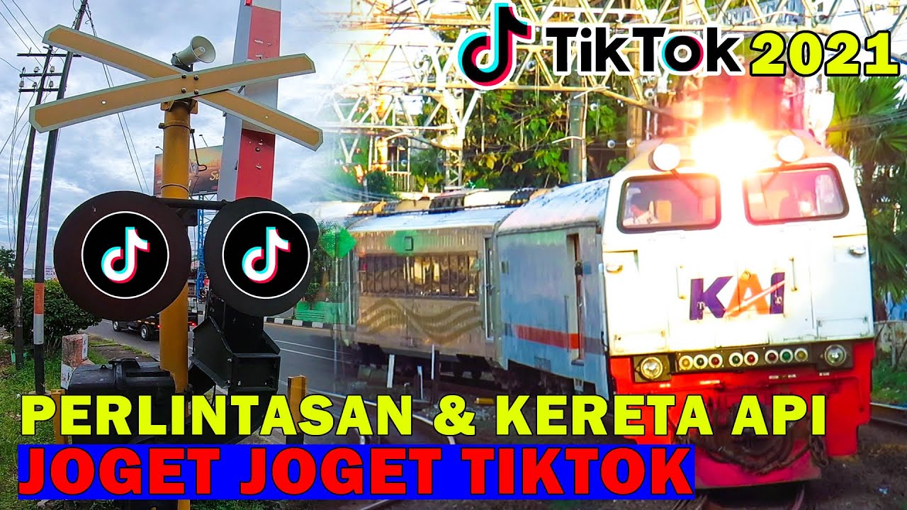 KOMPILASI KERETA API JOGET TIKTOK, Palang Dan Kereta Api Unik Joget Lucu