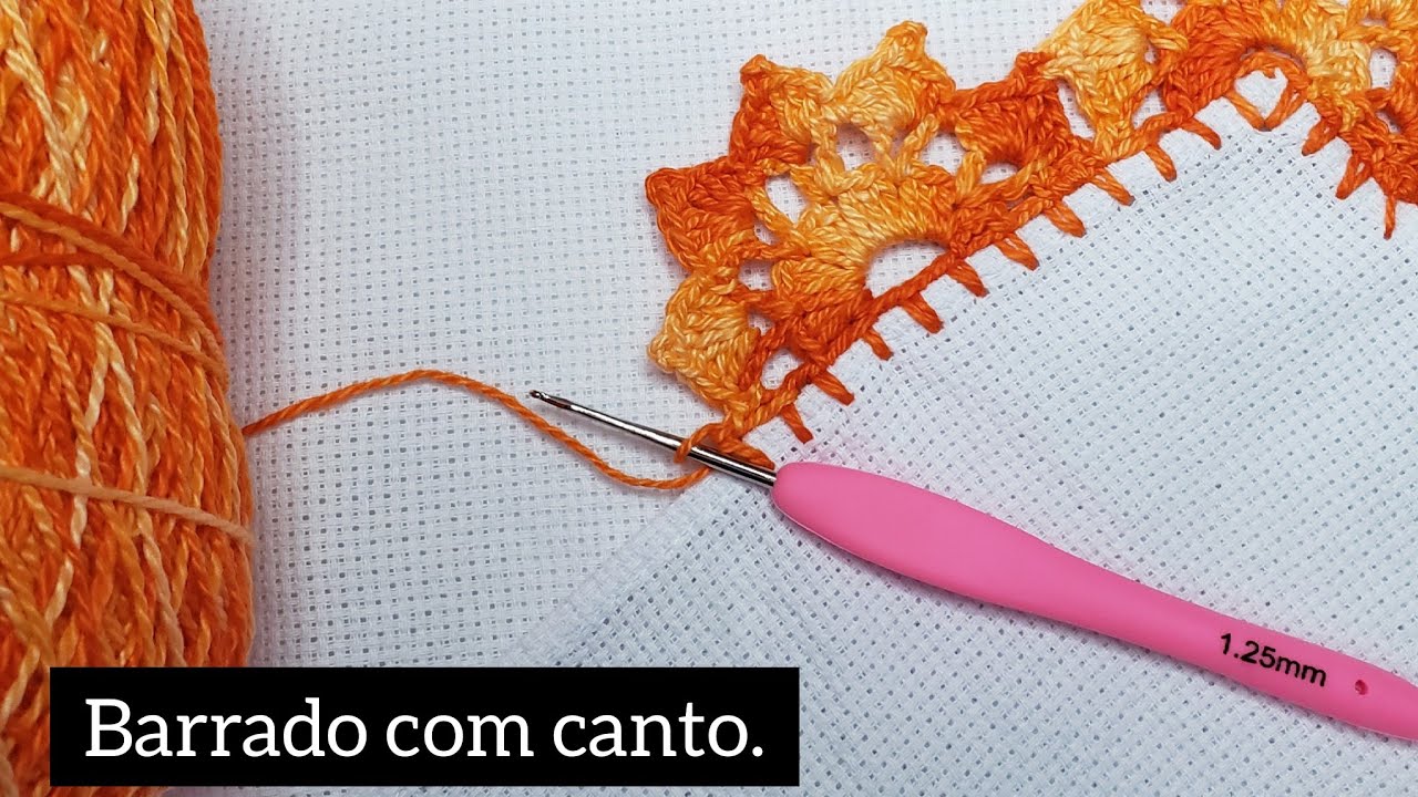 Barrado/bico para pano de prato com canto.  (carreira única)#crochê #crochet  🌾#16
