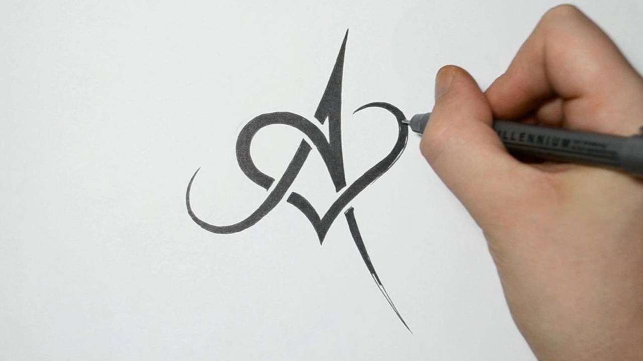 How to Draw/Combine a Letter with a Heart - A