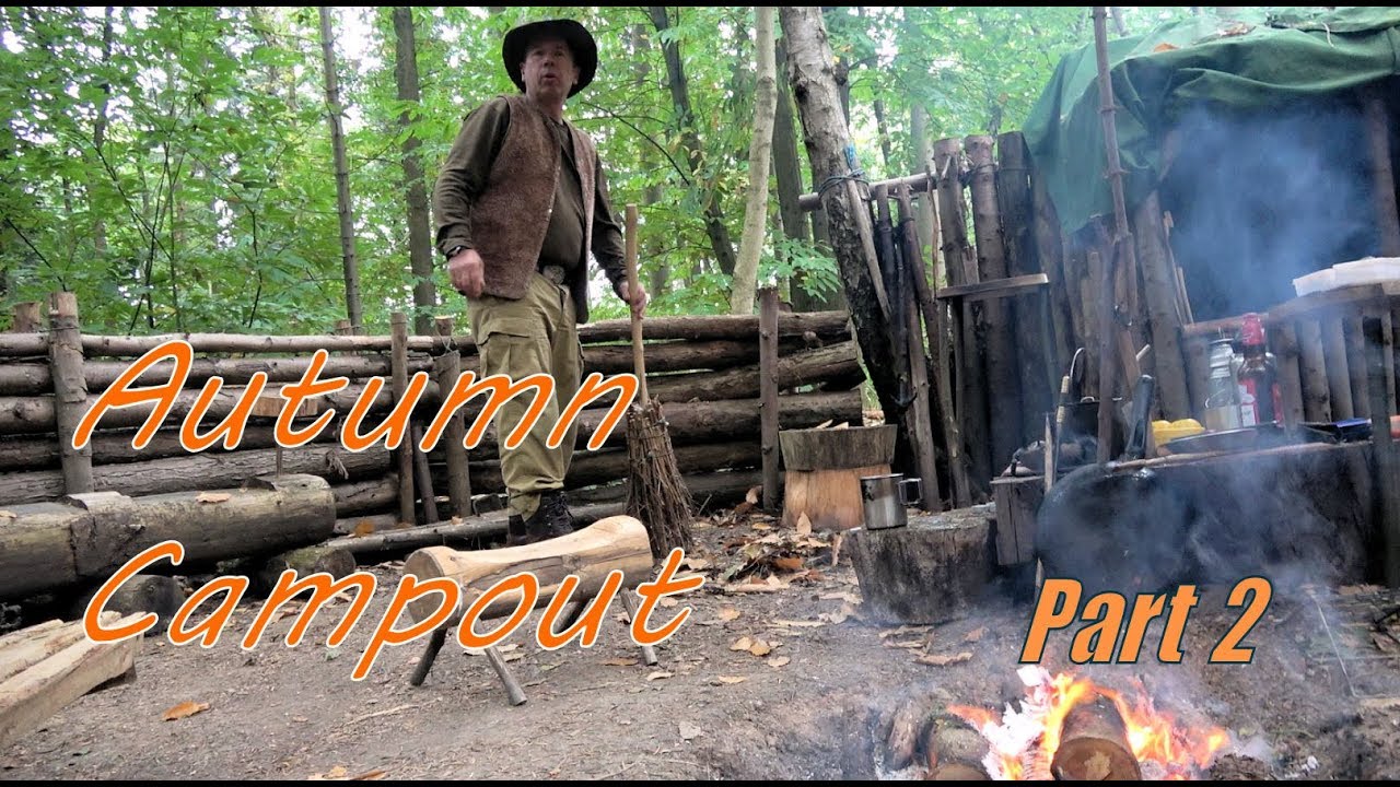 Autum Campout Part 2 | Bushcraft Camp Tidy Table Making & Cooking