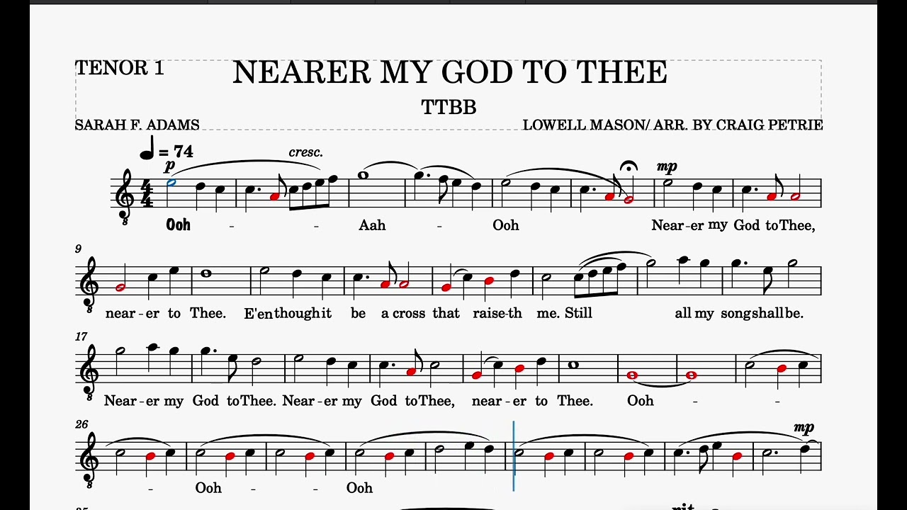 NEARER MY GOD TO THEE TENOR 1 Rehearsal Track