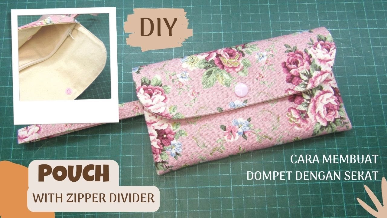 DIY Pouch with Zipper Divider | Cara Membuat Dompet HP dengan Sekat