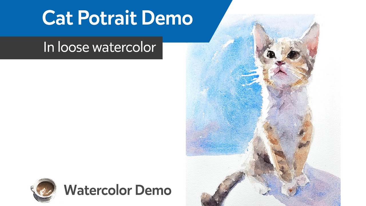 Cat portrait in loose watercolor