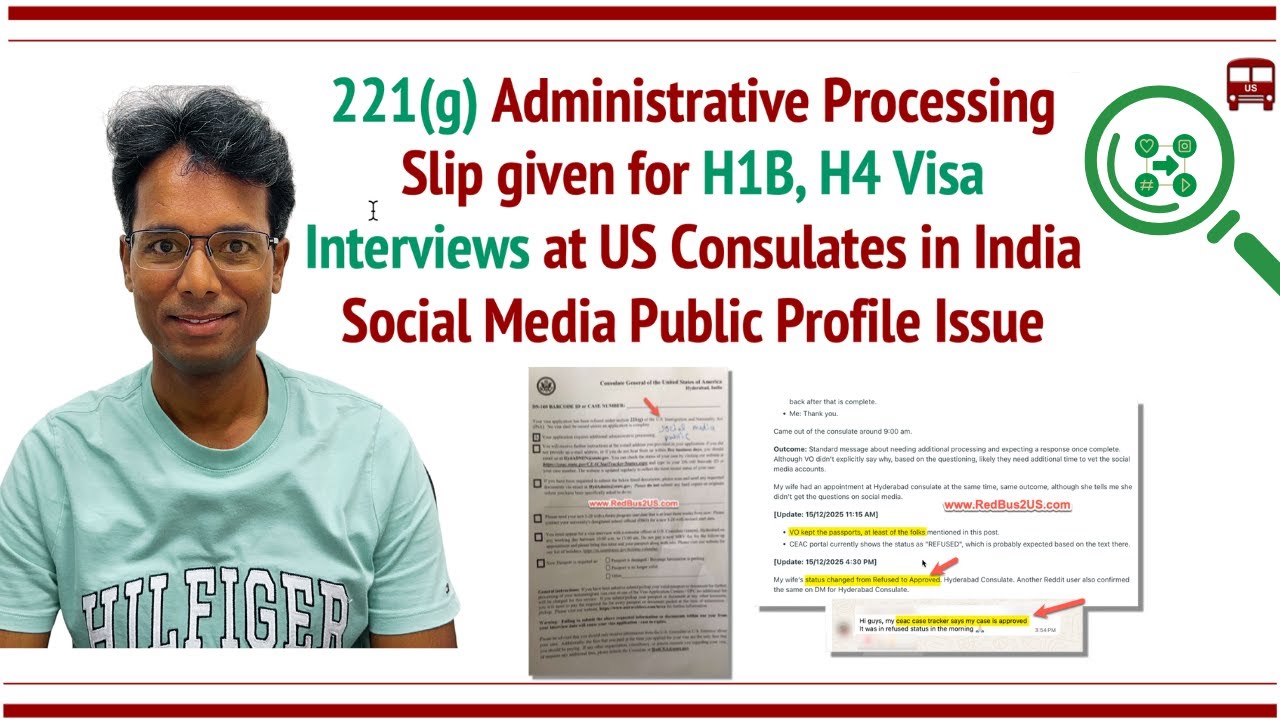 221(g) Administrative Processing for H1B, H4 Visa Holders - Social Media Profile Vetting