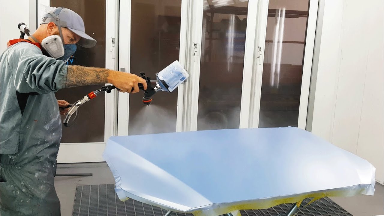 Spraying Solvent Base / Clear - Painting a Hood