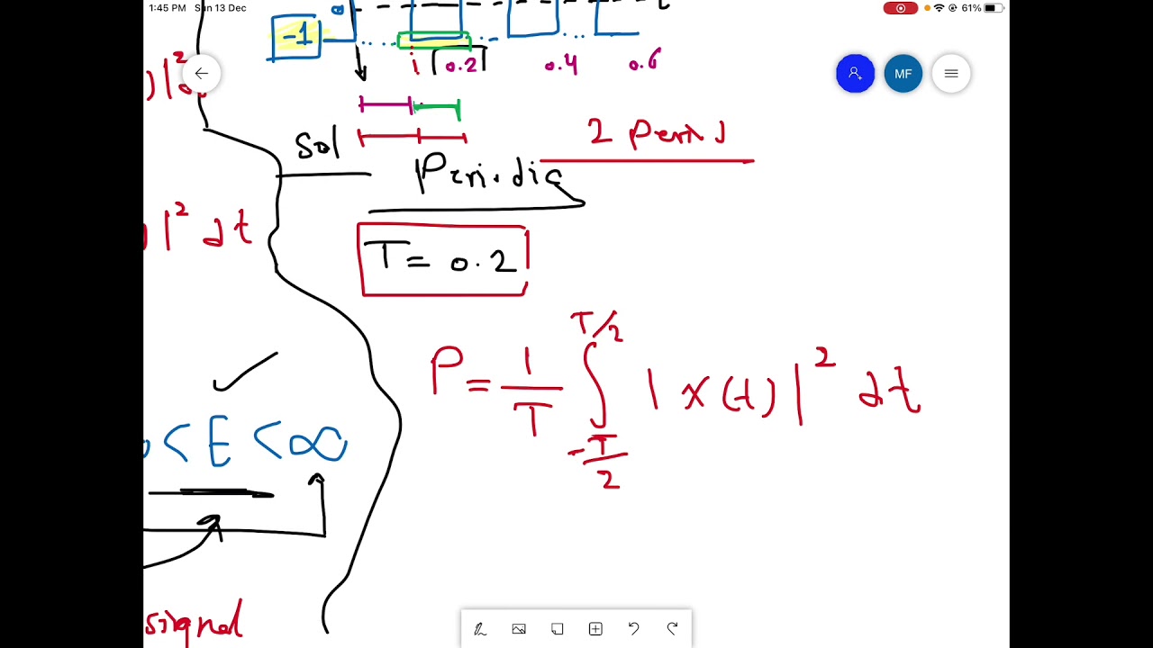 أسس الاتصالات -  power and energy signal + امثلة محلولة
