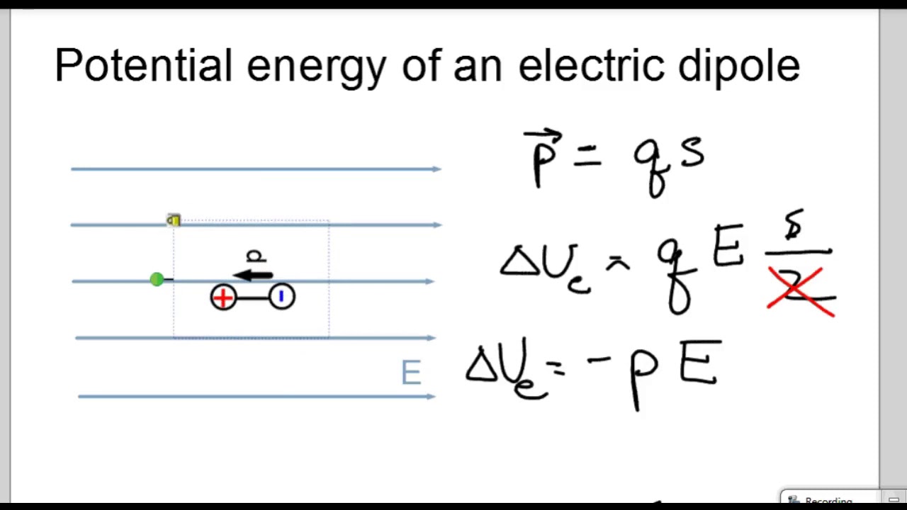 Potential energy of an electric dipole