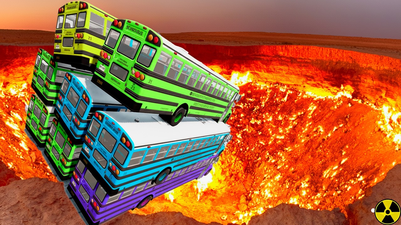 BeamNG Drive TOP 100 School Bus Crashes &ndash; Crazy Bus Jumps Compilation