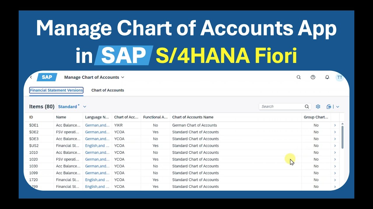 SAP S/4HANA Fiori: как использовать приложение «Управление планом счетов» (пошаговое руководство)